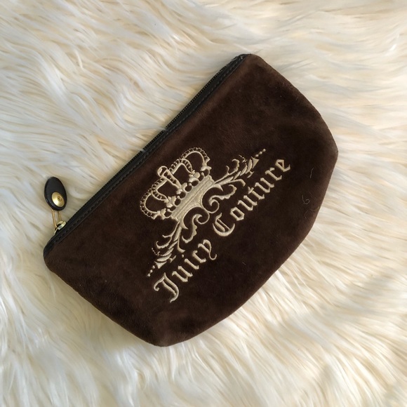 Juicy Couture Handbags - VTG Juice Couture Chocolate Brown Velvet Velour? Brown Make up Bag